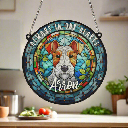 Fox Terrier Memorial Stained Glass Effect Suncatcher